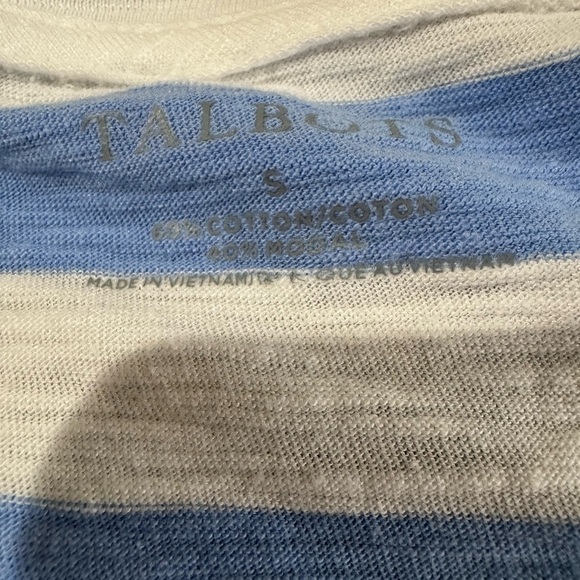 Talbots Blue and White Long Sleeve Tee with Botanical Print - Picture 6 of 7